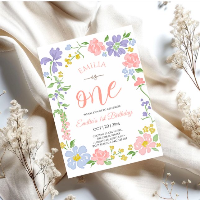 Invitation Fille aux fleurs sauvages un anniversaire  (Créateur téléchargé)