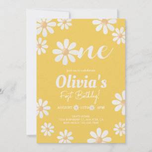 Invitation Fille aux marguerites jaunes anniversaire