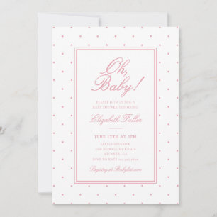 Invitation Fille aux pois roses Baby Shower