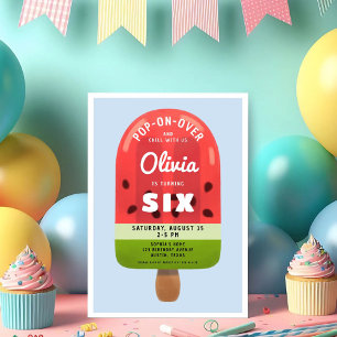 Invitation Fille aux Popsicles de Melon Mignon pour son Sixiè