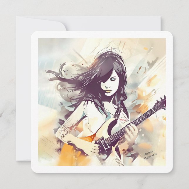 Invitation Fille avec musique rock vibes (Devant)