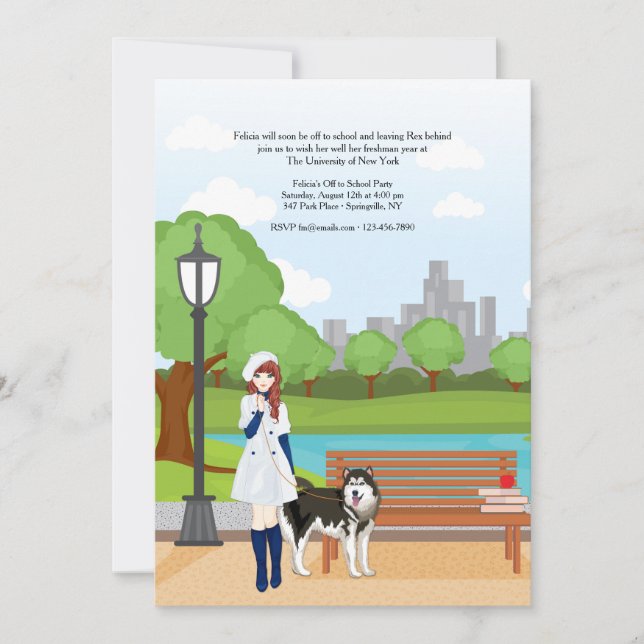 Invitation Fille Avec Un Chien (Devant)