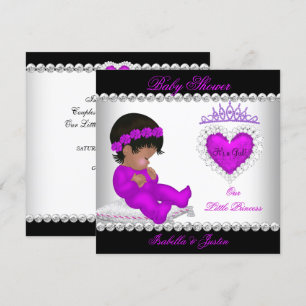 Invitation Fille Baby shower afro-américaine de princesse vio