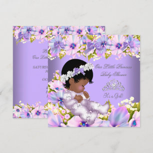 Invitation Fille Baby shower afro-américaine de princesse vio