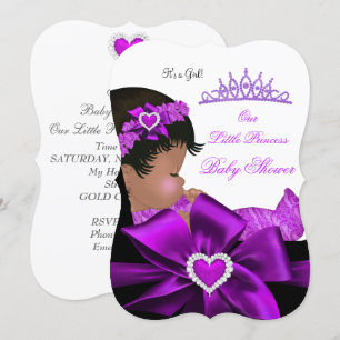 Invitation Fille Baby shower afro-américaine de princesse vio