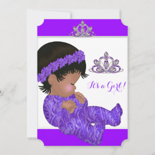 Invitation Fille Baby shower afro-américaine de princesse vio