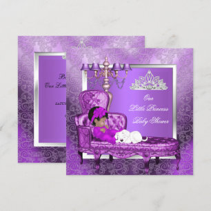 Invitation Fille Baby shower afro-américaine de princesse vio