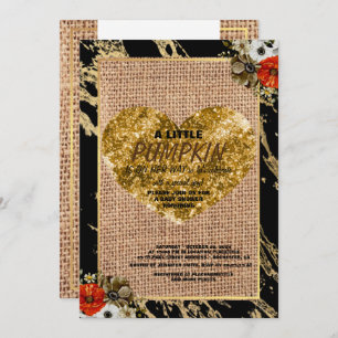 Invitation Fille Baby shower Automne Citrouille Rustique Burl