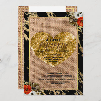 Invitation Fille Baby shower Automne Citrouille Rustique Burl