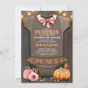 Invitation Fille Baby shower Automne Citrouille Rustique Burl
