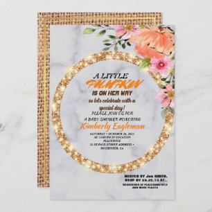 Invitation Fille Baby shower Automne Citrouille Rustique Burl