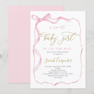 Invitation Fille Baby shower de la ceinture rose