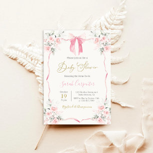 Invitation Fille Baby shower de la ceinture rose