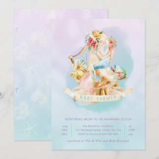 Invitation Fille Baby shower de Mermaid sous le Turquoise de