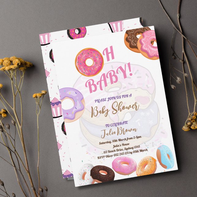 Invitation fille Baby shower Donut (Créateur téléchargé)