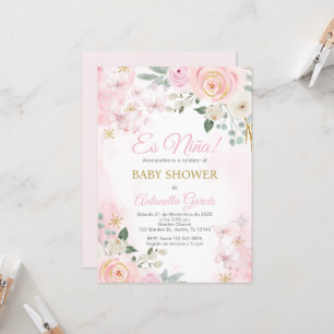 Invitation Fille Baby shower espagnole rose