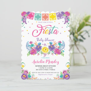 Invitation Fille Baby shower Floral Mexicaine Vibrant