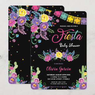 Invitation Fille Baby shower Floral Mexicaine Vibrant