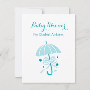 Invitation Fille Baby shower Mignonne Parapluie Turquoise Ave