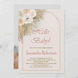 Invitation  Fille Baby shower Pampas Grass Boho Floral Photo