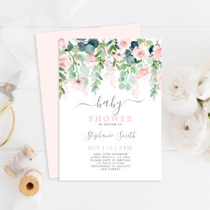 Invitation fille Baby shower rose Floral