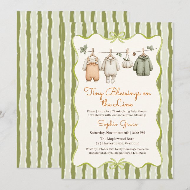Invitation Fille Baby shower Thanksgiving | Cosy Cloche (Devant / Derrière)