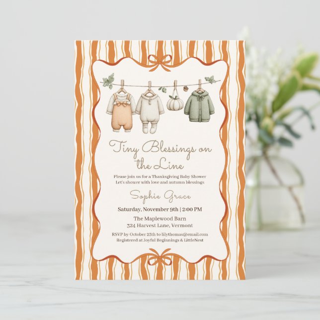Invitation Fille Baby shower Thanksgiving | Cosy Cloche (Debout devant)