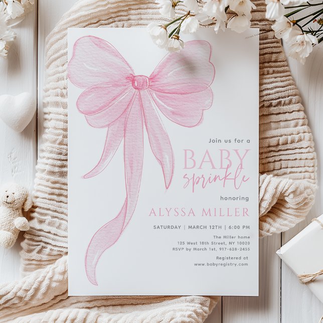 Invitation Fille Bébé Arc-en-ciel Rose Délicat (Créateur téléchargé)