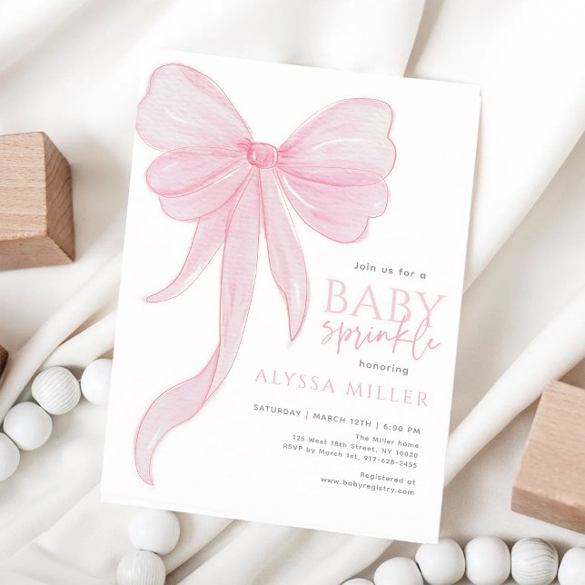 Invitation Fille Bébé Arc-en-ciel Rose Délicat (Créateur téléchargé)