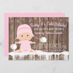 Invitation Fille Bébé son Baby shower extérieur froid
