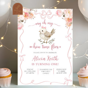 Invitation Fille Birdie Premier anniversaire