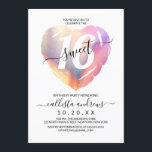 Invitation Fille Blanc Iridescente Foil Coeur Balloon Sweet 1<br><div class="desc">Cette invitation à fêter un sweet sixteen féminin, moderne et mignon est parfaite pour la jeune fille branchée et élégante. Il présente un ballon de coeur en feuille holographique à fausse impression, rose, violet et bleu iridescente avec un grand "16" sur le dessus d'un simple arrière - plan blanc. C'est...</div>