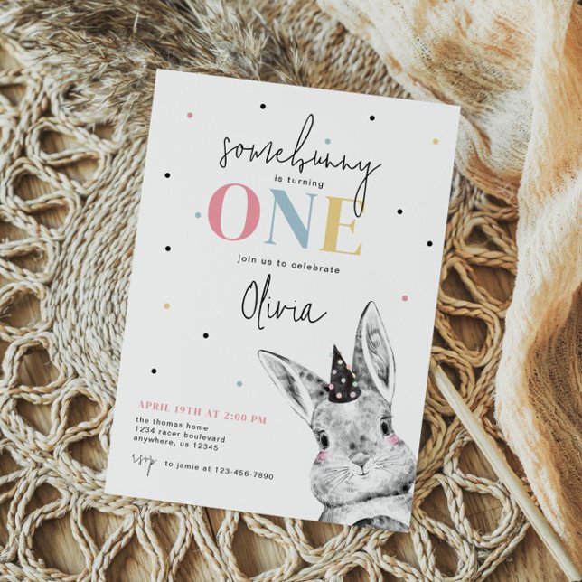 Invitation Fille Bunny Première fête d'anniversaire (Créateur téléchargé)