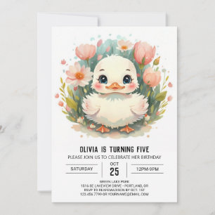 Invitation Fille canard moderne Anniversaire
