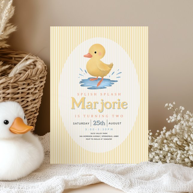 Invitation Fille Caneton Flaque d'Eau Eté Anniversaire (Créateur téléchargé)