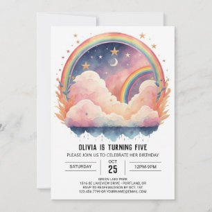 Invitation Fille céleste nuages Fille Anniversaire