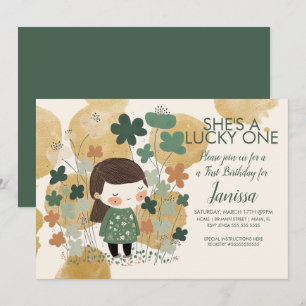 Invitation Fille chanceuse de la Saint-Patrick Shamrock Or