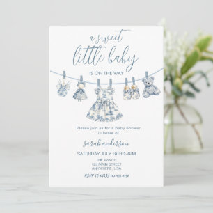 Invitation Fille Chinoiserie Toile Baby shower de vêtements b