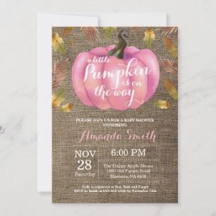 Invitation Fille Citrouille Bébé Shower Automne Rose et Burla