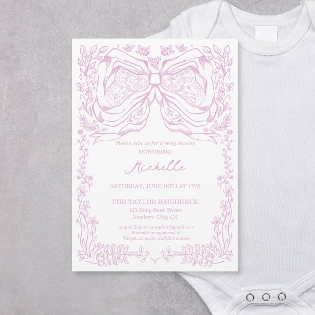 Invitation Fille Classique Bébé Fantaisiste Unique Dessinée à (Créateur téléchargé)