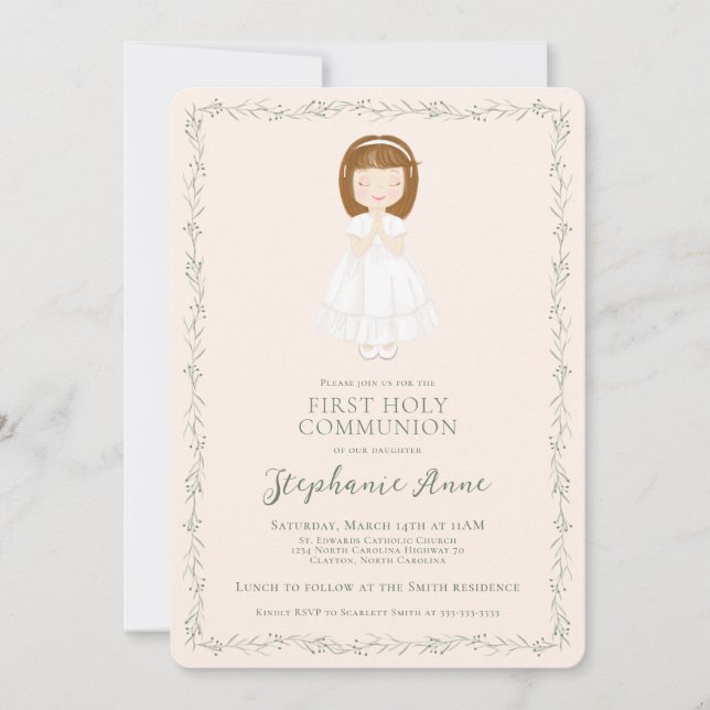 Invitation Fille Communion priant (Devant)