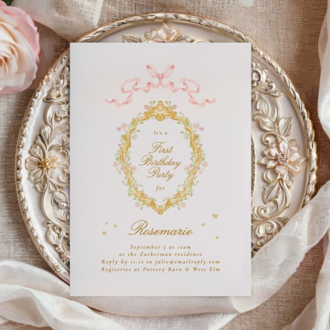 Invitation Fille Conte de Fées Princesse Arc Rose Fête d'anni (Créateur téléchargé)