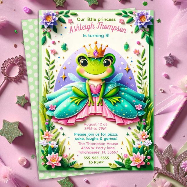 Invitation Fille Conte Fée Grenouille Princesse Anniversaire (Créateur téléchargé)