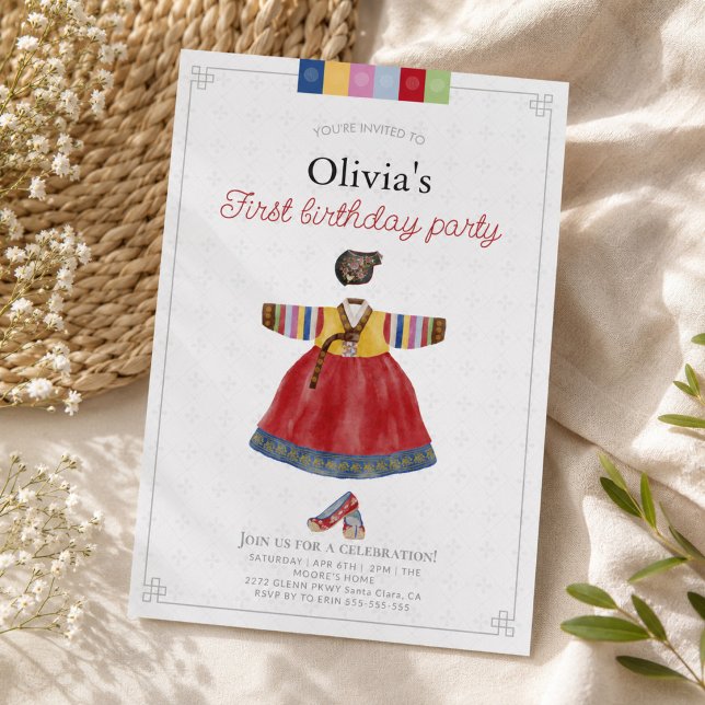Invitation Fille coréenne Hanbok Dol Janchi premier anniversa (Créateur téléchargé)