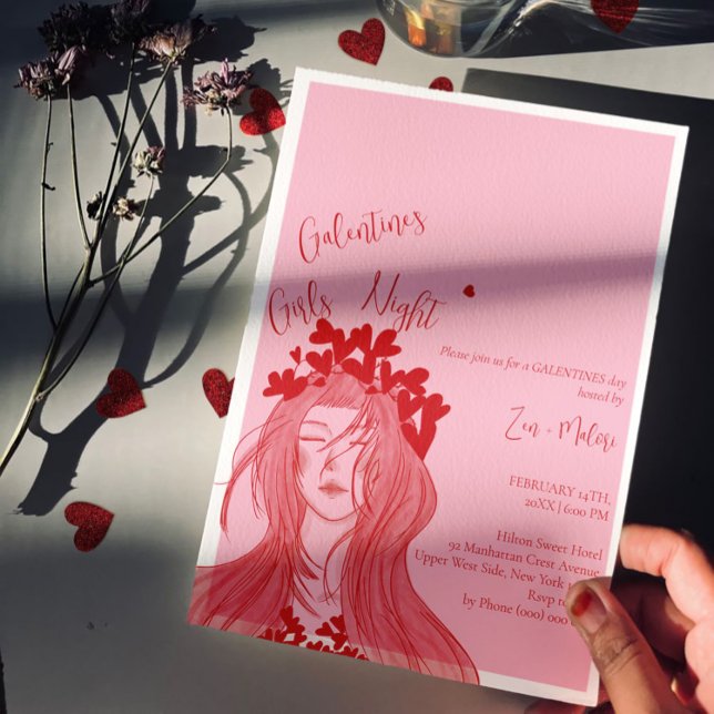 Invitation Fille Couronnée de Cœurs – Soirée Filles de la Gal (Créateur téléchargé)
