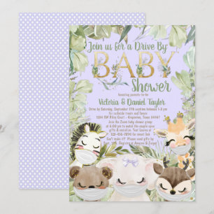 Invitation Fille Covid Animaux Baby showers Avec Masques