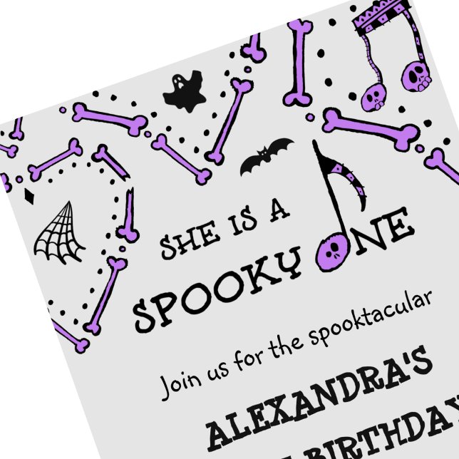 Invitation Fille Crâne Effrayante un Halloween 1er anniversai (Halloween-1st-birthday-Invitation-Girl-Skull-Spooky-one-1)