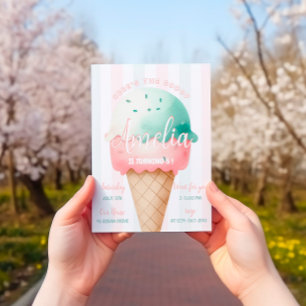Invitation Fille Crème de glace rose Anniversaire