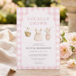 Invitation Fille Cultivée Localement Rose Baby Shower