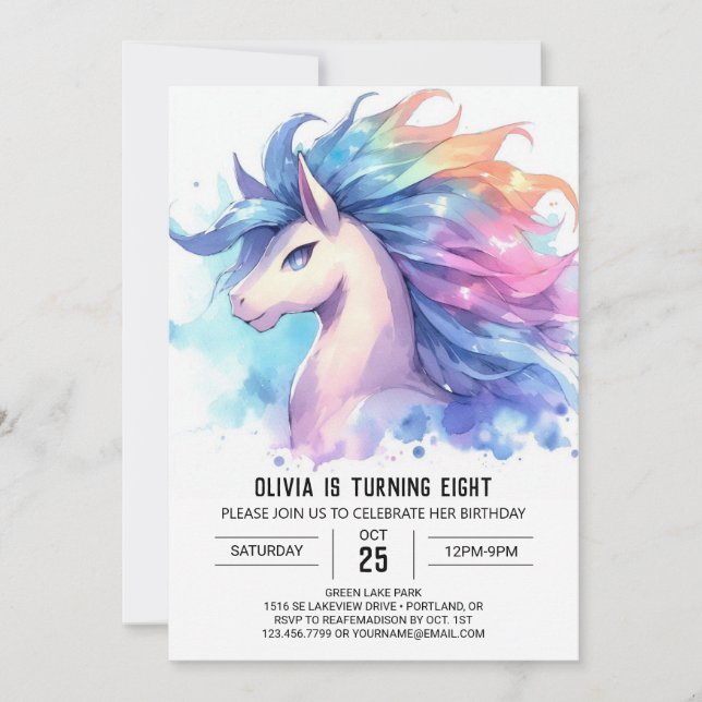 Invitation Fille Custom Horse Anniversaire (Devant)